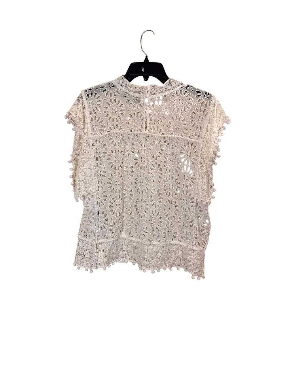 Isabel Marant Women’s White Eyelet Lace Short Sleeve Top sz L